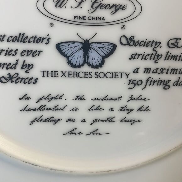 1989 W.S. George Plate”On Gossamer Wings" Series,Plate# 9281B Zebra Swallowtails - Picture 4 of 4